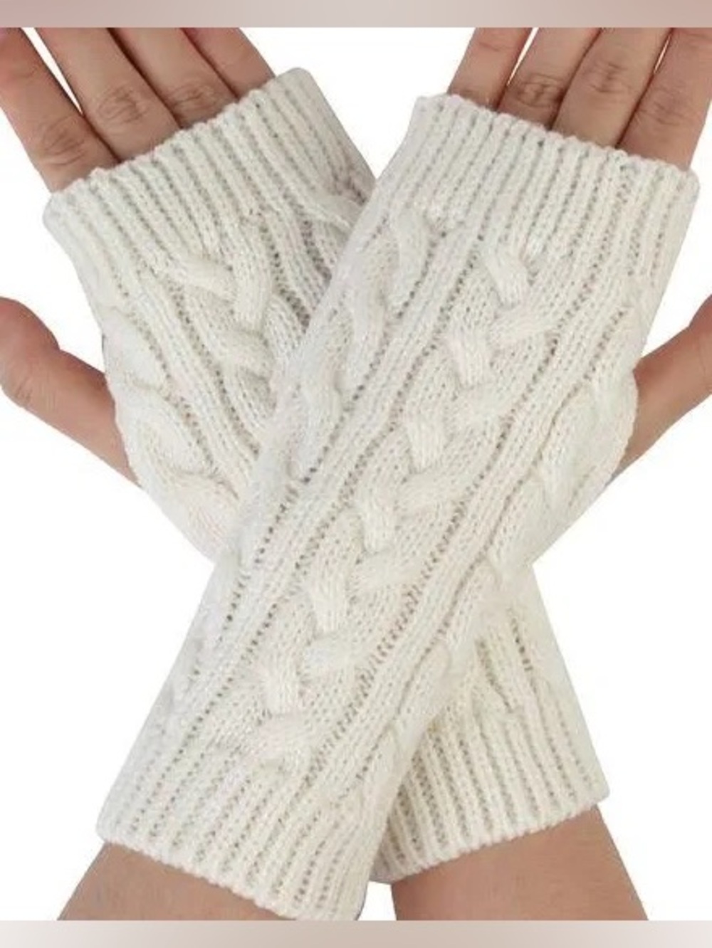 Cream Cable Knit Fingerless Gloves